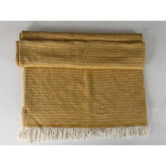ANTONIO SALGADO Goldenrod Yellow Cotton Jacquard Throw Blanket 65x48 - Picture 1 of 5